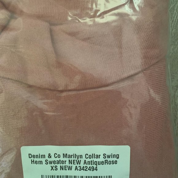 NWT DENIM & CO. MARILYN SWING SWEATER XS ROSE - Picture 6 of 6